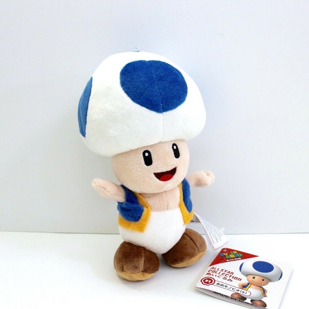 Super Mario All Star Collection Blue Toad AC31 Plush Stuffed Toy 7.5"